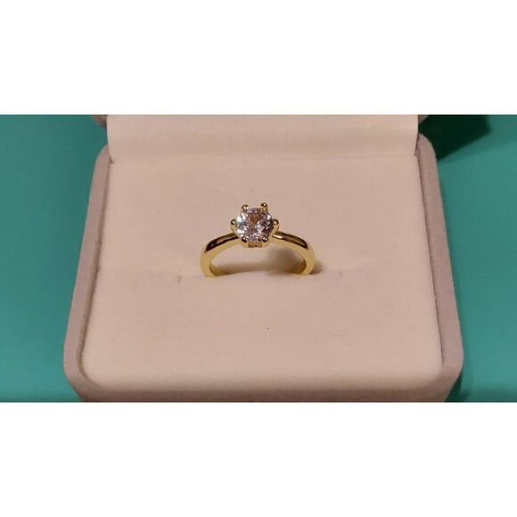 New 1CT. Genuine Moissanite Diamond Solitaire Engagement Ring Sz 6~18KYGP/925SS - Picture 1 of 8